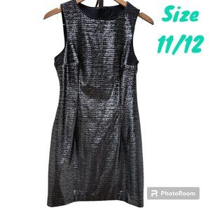 A List by Wrapper Metallic Shealth Dress Midi Slit Glam NYE Holiday Women 11 12